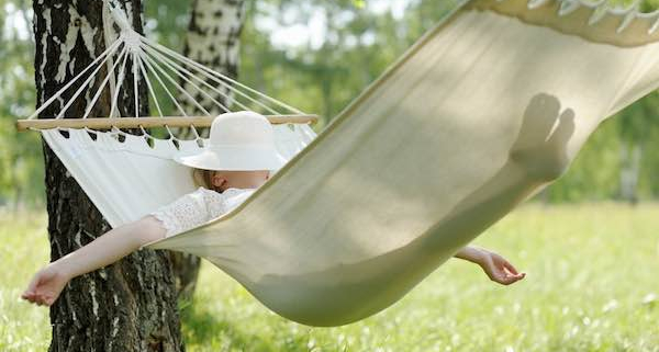 Woman resting in hammock